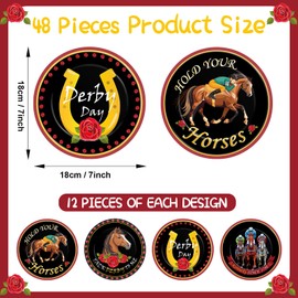 48Pcs Derby Day Party Paper Plates for Horse Racing Themed Party Supplies 7" Kentucky Horse Racing Day Party Disposable Dessert Roses Plates for Derby Horse Race Run Talk Derby to Me Party Decorations