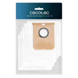 Cecotec Sacchetti Base Autosvuotamento Robot Aspirapolvere Pack 5 Conga Y100. Ricambio Originale, Alta Capacità, Sistema Antipolvere, Facile Sostituzione per igiene duratura e comfort quotidiano