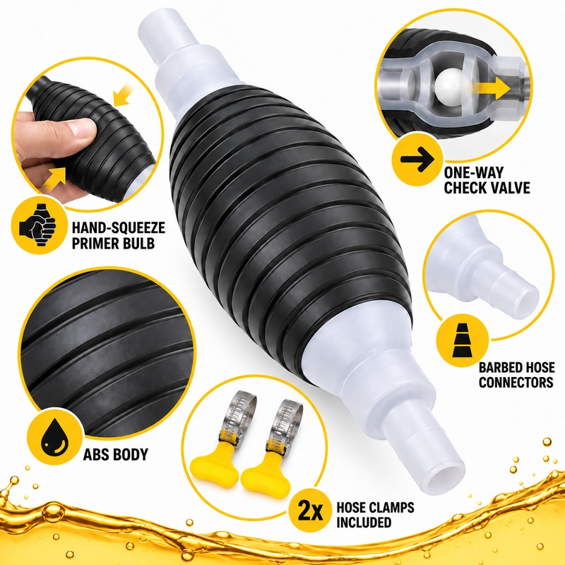 Manual Fuel Hand Primer Pump – One-Way Petrol Diesel Gasoline