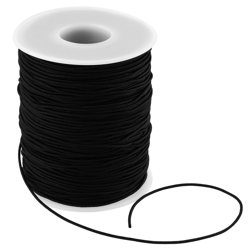 SEUNMUK 2 Roll 1mm Black Elastic String, 200m Elastic Beading