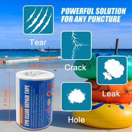 Xnordcaper Inflatables Repair Tape, Waterproof Transparent TPU Pool Patch Repair Tape for Air Mattress, Inflatable Boats, Pool Floats, Bounce Houses, Tents, Raincoats (8cm*300cm)