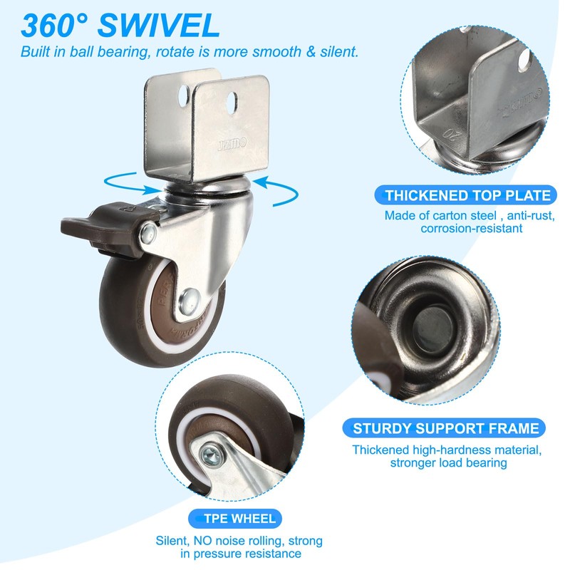 PATIKIL 2" Swivel Caster Wheels with 7/9" U Bracket, 4