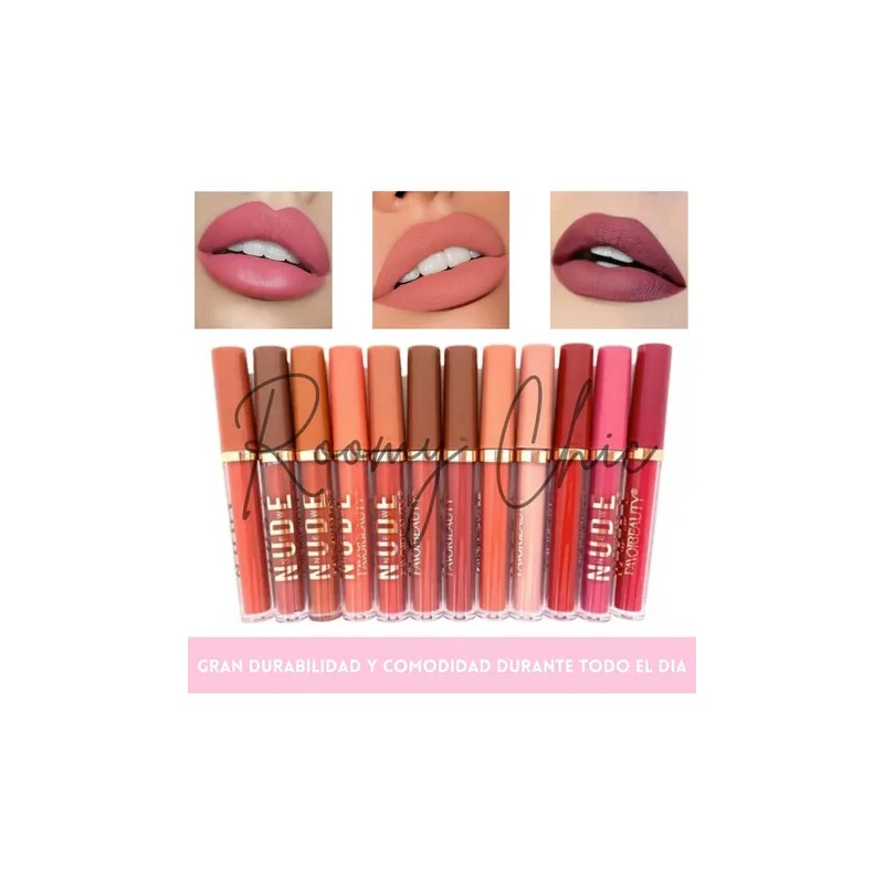 Labial Mate Larga Duración Nude 24 Unidades Favorbeauty Marrón Claro