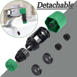 Tap Connector Universal Quick Fitting Hose Connector Mixer Tap Adjustable Faucet Adapter with 4 Replacement Washers for Garden Bathroom Kitchen Indoor Outdoor Hose Pipe (Green)