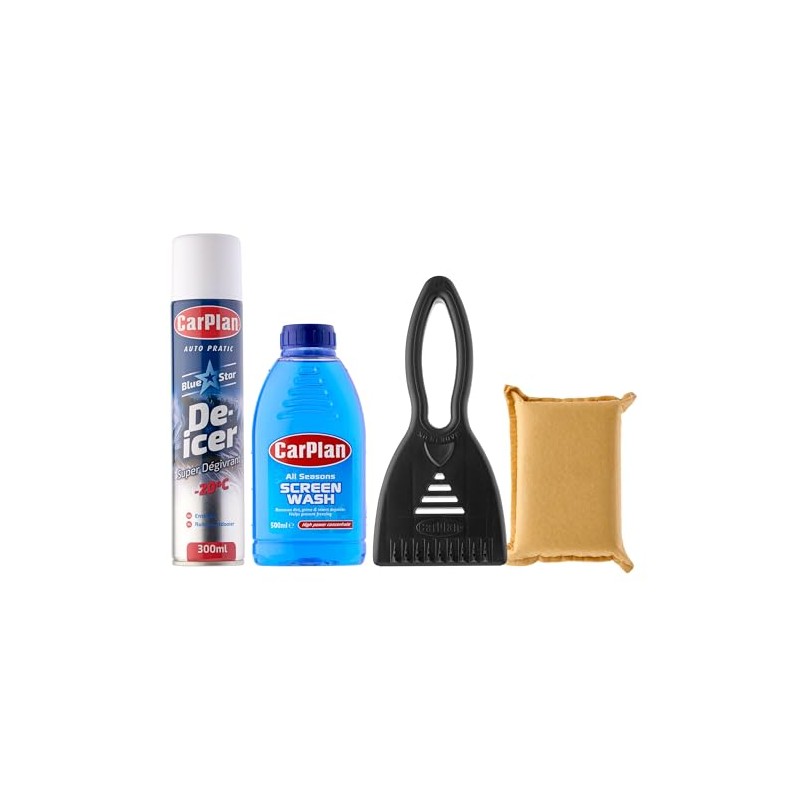 CarPlan Winter Essentials Kit, 4 Piece Set - Ice Scraper,