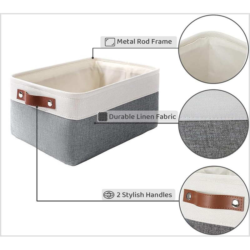 MANGATA Small Fabric Storage Basket, Organiser Box for Home, Bedroom,