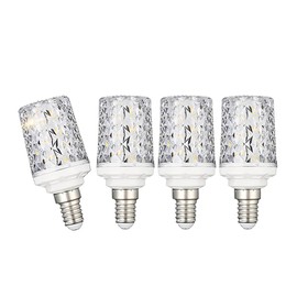E12 LED Bulbs,Modern Craft Crystal lamp,4000K Natural Light 18W LED Light Bulbs Equivalent 100W,360° Beam Angle,AC 85-265V, Small Edison Screw SES LED Corn Lamp, Not Dimmable(4 Pack)