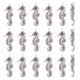 Craftdady - Colgantes colgantes de plata tibetana de metal antiguo, colgante de estrella, abeja, corazón, colgantes, clásico, caballito de mar, torre Eiffel, colgante de huella para joyería, collar,