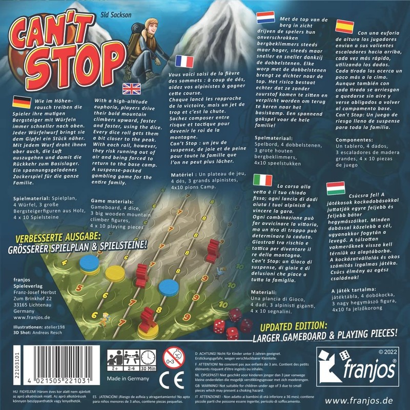 Franjos Dice Game Can't Stop - Generational Game Suitable for