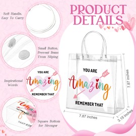 Dansydaisy 20 Pcs Inspirational Gifts Bulk for Women Clear PVC Gift Bags You Are Amazing Remember That Reusable Goodie Bags with Handles Friendship Gift for Christmas Wedding 7.87 x 7.87 Inch