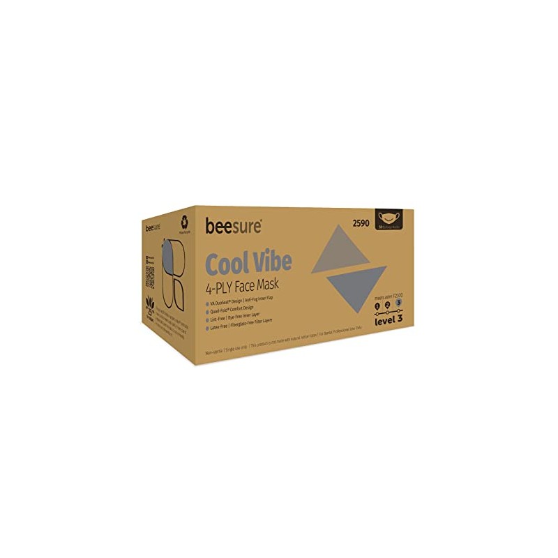 BeeSure BE2590 Cool Vibe Face Mask, Grey (Box of 50)