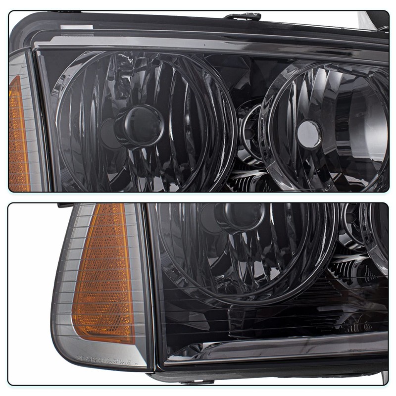 TUSDAR Halogen 4Pcs Headlights Assembly Set for 2006-2010 Dodge Charger