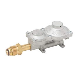 Flame King 2 Stage Propane LP Horizontal Super Compact Regulator with POL for RV, Vans, Trailers, Campers, 100lb Tank, ASME Tank, Generators (G2R150B-POL), POL Single Tank Regulator
