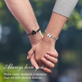 MOTIBACK Couple Bracelets – Romantic Long Distance Bracelets for Him & Her, Thoughtful Long Distance Relationship Gifts to Strengthen Your Bond, Perfect Couples Gifts for Anniversaries Chain style