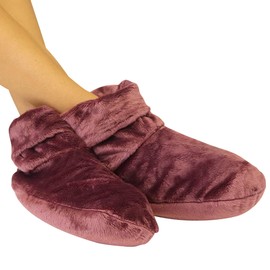 Mars Wellness Heated Microwavable Booties - Microwavable Socks Heated Booties for Women and Men - Herbal Hot/Cold Deep Slippers Women (Mauve)