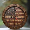 American Flag Rustic Wood Wall Clock Distressed Design Home Decor