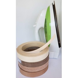 Edge Banding-EBQuick-Real Un-Finished Wood Veneer Tape, Sanded Perfectly, Pre-Glued with Hot Melt Adhesive, Easy Application Iron-On. Flexible, 13/16” Wide-Made in USA. (Hickory-12'LF Roll)