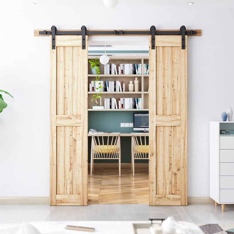 SMARTSTANDARD 6.6FT Heavy Duty Double Door Sliding Barn Door Hardware