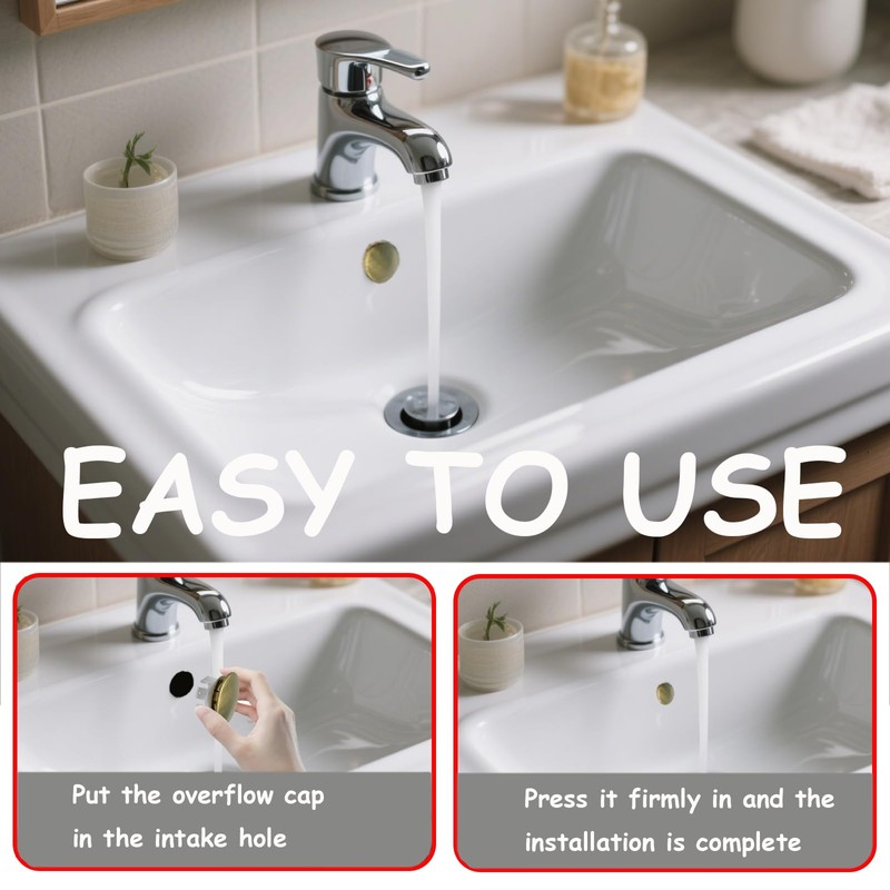 2 Pack Sink Overflow Cover Basin Trim Copper Bathroom Sink