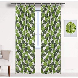 BROSHAN White and Green Curtains for Bedroom,Tropical Plant Leaf Window Curtains 2 Panels 78in Long Green Patterned Curtains & Drapes Blackout for Jungle Safari Kids Room Nursery Decor