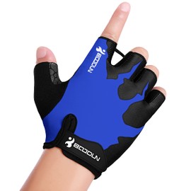 KONVINIT Cycling Gloves Fingerless Rubber Padded Women & Men Gym MTB Breathable Non-Slip Outdoor Sports Gloves by, blue, xl