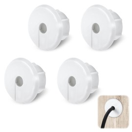 4Pcs Wall Cable Pass Through Grommet, 1'' Plastic Feed Through Bushing, Compatible Wall Hole Routing Kit, Cords Hole Covers Bushing for Cables Wires Furniture (White)