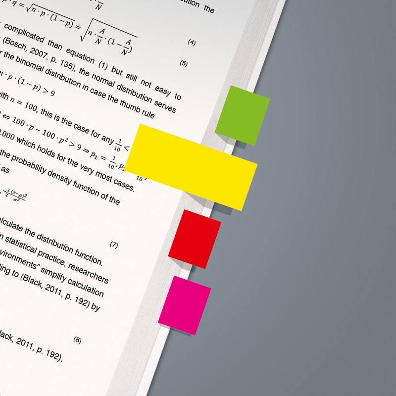 Sigel HN655 Index Page Markers, orange/yellow/red/green/pink, 200 strips