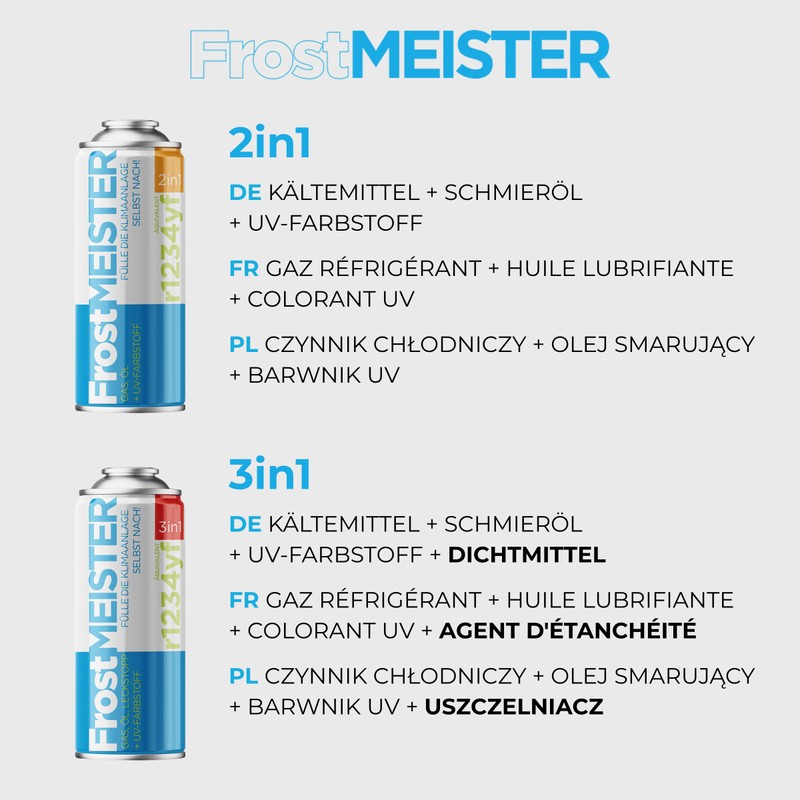 FrostMEISTER 2-in-1 Car Air Conditioner Refill Kit (2 x 400