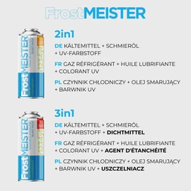 FrostMEISTER 2-in-1 Car Air Conditioner Refill Kit (2 x 400 ml Can + Hose with Pressure Gauge & Adapter) - For R1234yf (from 2017), Quick, Easy & Environmentally Friendly Application
