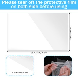 HFYZZ 23.6 x 96 Inch Large PET Plexiglass Sheets Roll, 0.8mm Transparent Flexible Plastic Sheet Roll for Craft, Picture Frames, Sign Blank, DIY Display Project, Easy to Cut