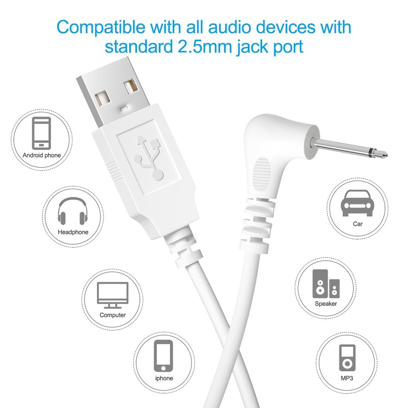 SCOVEE DC Charging Cable | USB Charger Cord,2.5mm USB DC