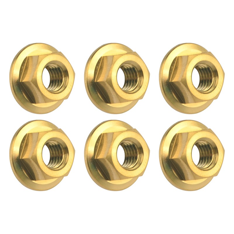 Ruifu Titanium Alloy Flanged Nuts M5 M6 6 Pack (M6,