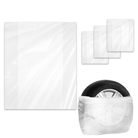 HQRNYP 4PCS Extra-Large Tire Covers, Tire Storage Bags, Waterproof Dustproof Wheel Protective Cover, Automotive Accessories Tear-Resistant Plastic Spare Tyre Bags Universal for Most Vehicles (4PCS)