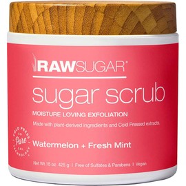 RAW SUGAR, Exfoliante Corporal Reparador a Base de Azúcar, Hidrata la Piel, con Sandía y Menta Fresca, Prensado en Frío, Vegano, Libre de Sulfatos y Parabenos, 425 g