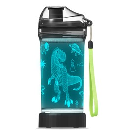 Kids Water Bottle, Dinosaur-themed Light-Up Sport Cup with 3D Glowing LED Dinosaur Light – 14 OZ Tritan BPA-Free - Camping, and Holidays (Dinosaur)…