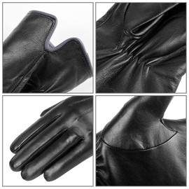 alqqas Winter Fashion Leather Gloves for Women, Warm Cashmere Lining Touchscreen Texting Driving Dress Gloves