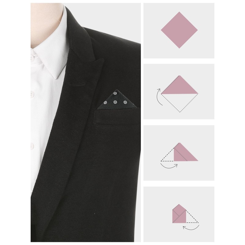 Elerevyo Men's Jacquard Patterned Classic Pocket Squares for Formal Tuxedo