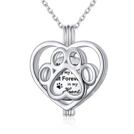 Pet Cremation Jewelry for Ashes 925 Sterling Silver Heart Urn Necklace for Ashes Pet Ashes Necklace for Dog/Cat Paw Print Memorial Locket Keepsake Jewelry Gift for Women Men