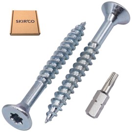 SKIR'CO (20 pcs) Zinc Plated Steel Wood Screws 5.0 x 50 mm, Torx Countersunk Head Screws, Chipboard Screws, Partially Threaded