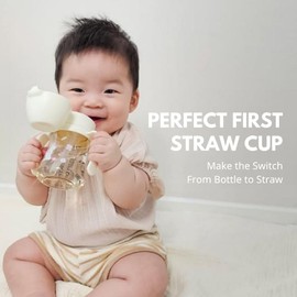 GROSMIMI x KNOTTED Flip Top Spill Proof Sippy Cup, PPSU, BPA Free, Stage 2 Straw for Toddlers (Cream bunny 6oz)