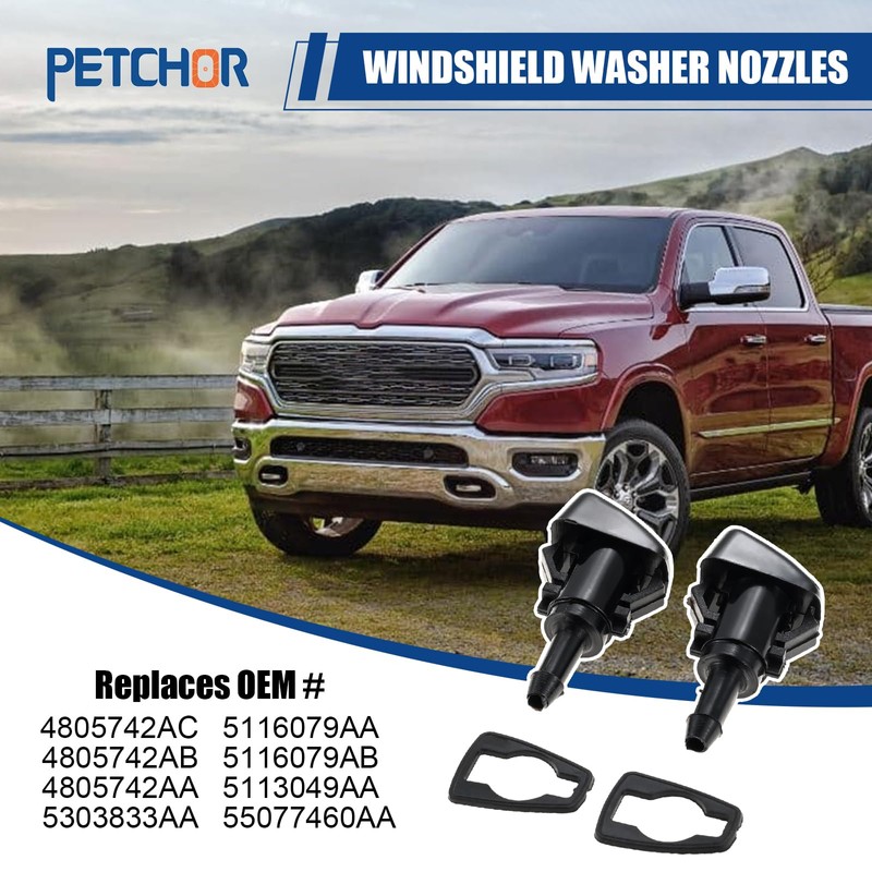 PETCHOR 4805742AC Wiper Washer Sprayer Nozzle Fits for 2009-2024 Dodge