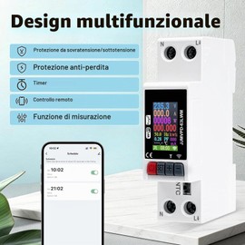 Contatore energia elettrica wifi misuratore di consumo elettrico tuya smart protezione da sovratensione e sottotensione sovracorrente sovratemperatura e interruzione di corrente.