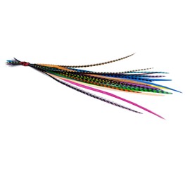 20 Real Feather Hair Extensions: Short Skinny 7-9 inch (18-23cm) + Rings/Loop (Mixed Brights)