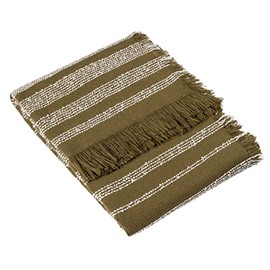Hoem Jour Woven Fringed Throw, Olive, 130 x 180cm