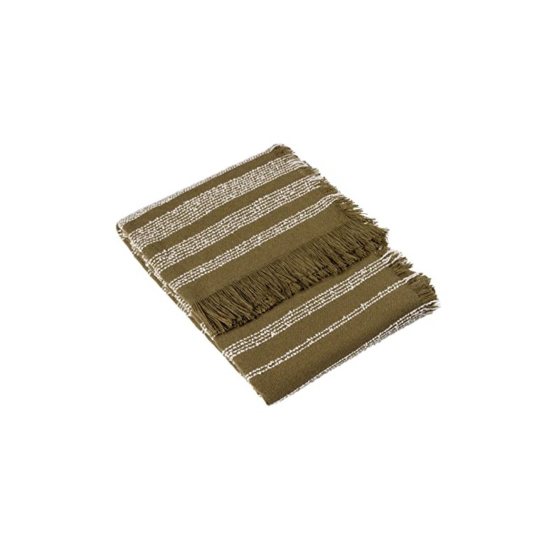Hoem Jour Woven Fringed Throw, Olive, 130 x 180cm