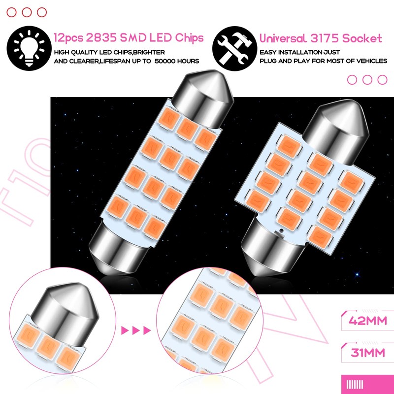 Tallew 24 Pieces Dome Light LED Car Bulb Kit Set
