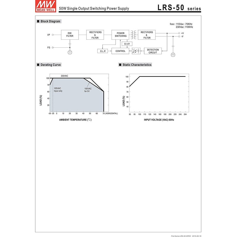 MeanWell LRS-50-24 Power Supply - 50W 24V