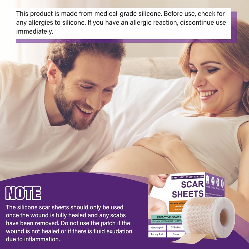 Silicone Scar Sheets,Silicone Scar Tape,Silicone Scar Removal Strips for Surgical,C-Section,Tummy