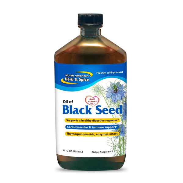 NORTH AMERICAN HERB & SPICE Oil of Black Seed - 12 fl oz - Digestive & Arterial Support - Non-GMO - 72 Servings