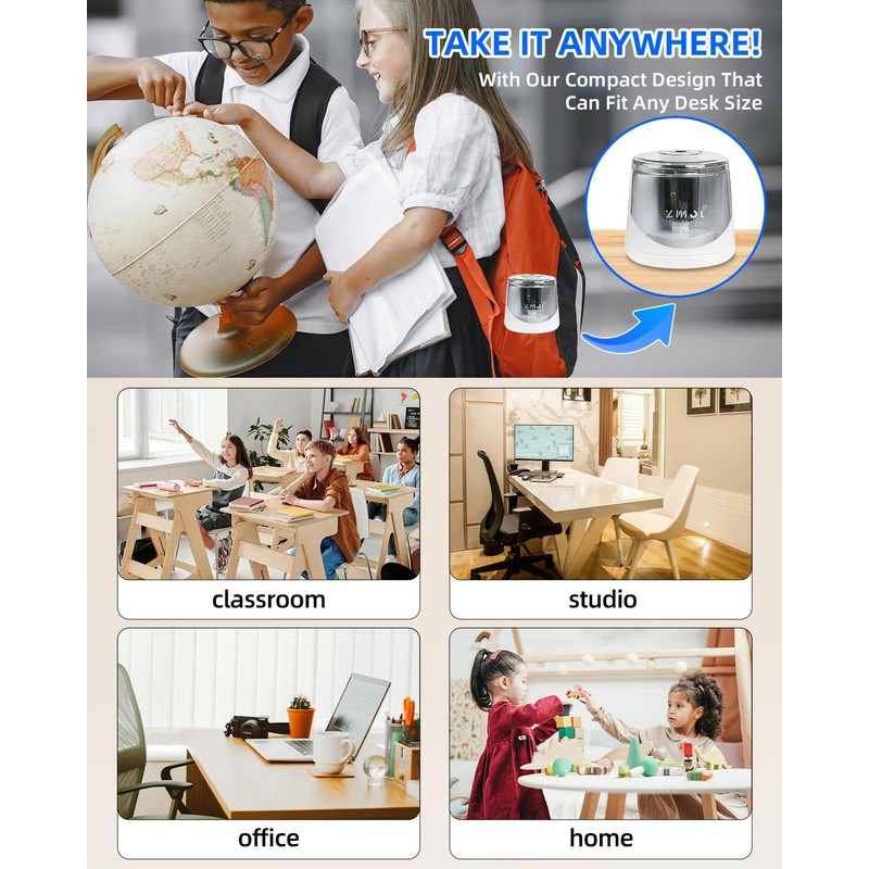 ZMOL Battery Powered Electric Pencil Sharpener,Small Battery Operated Pencil Sharpeners